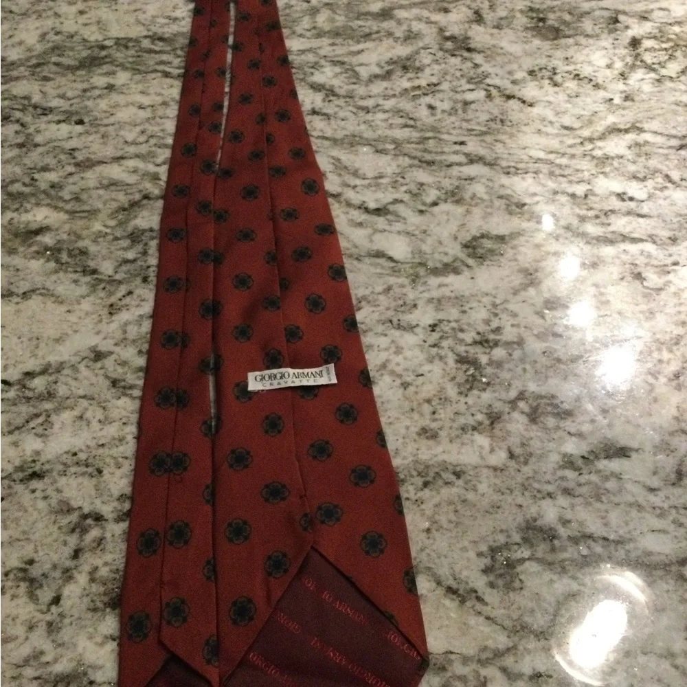 Giorgio Armani Burnt Orange Floral Medallion Silk Tie